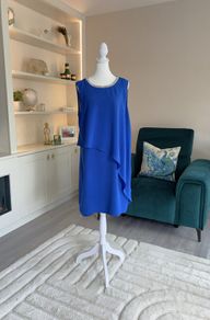 Elegant Cobalt Blue sleeveless Dress with Silver Embellished Neckline from Dorothy Perkins