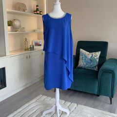 Elegant Cobalt Blue sleeveless Dress with Silver Embellished Neckline from Dorothy Perkins