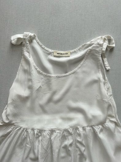 New Collection White Sleeveless Smock Babydoll Mini Dress