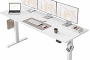 Electric Standing Desk, 160 x 60 cm Height Adjustable Sit Stand Desk with Splice Board and Memory Smart Pannel, Home Office Desk, White