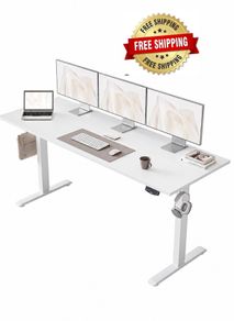 Electric Standing Desk, 160 x 60 cm Height Adjustable Sit Stand Desk with Splice Board and Memory Smart Pannel, Home Office Desk, White