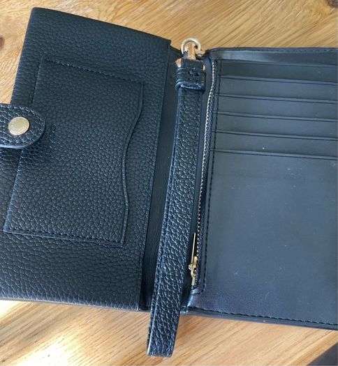Coach Pebbled Black Leather Phone Wristlet Wallet