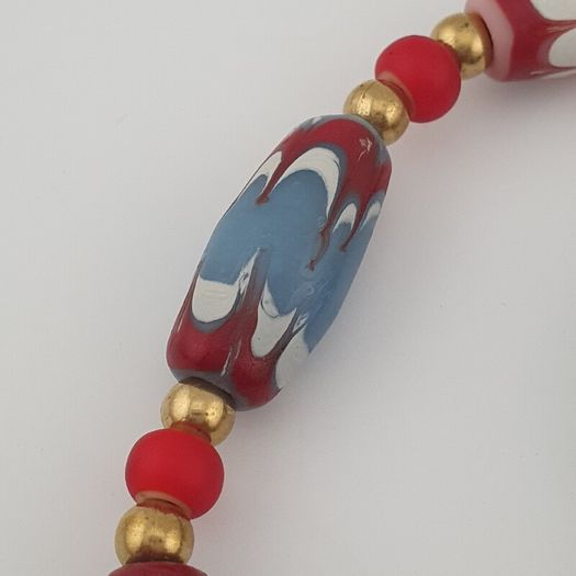 Antique Venetian Style Trade Glass & Venetian WhiteHeart Glass Beads Necklace
