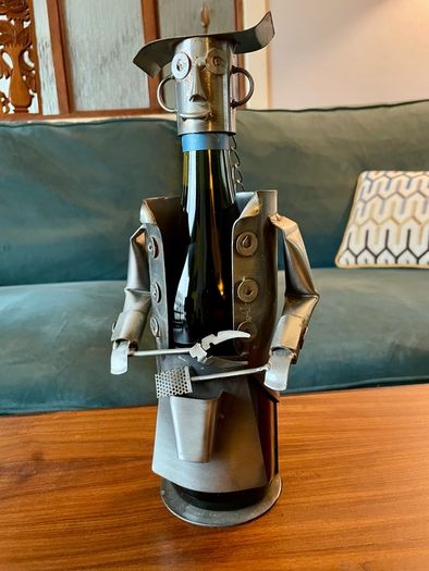 Barbeque Chef Quirky Metal Wine Bottle Holder