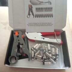 coax / tv cable crimpler+ stripper+20 connectors
