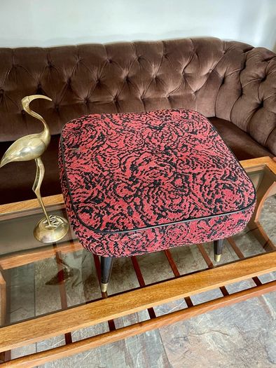 Vintage Rare Mid Century Sherborne Style Footstool with Atomic Legs 1960s