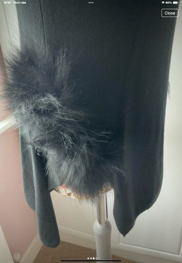 jumper black long statement jumper with fur sides detail and side slits cc fashion l/xlarge