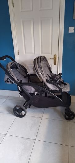 Joie Evalite Duo lightweight tandem double stroller in gray