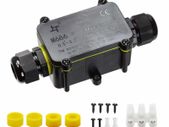 Waterproof Junction Box, HUYU 2-Way Outdoor Cable Connectors with 2 Cable M20 Gland Wire Connector Electrical Junction Box for 5-12MM Diameter Cable, 3 Pin Terminal, Black