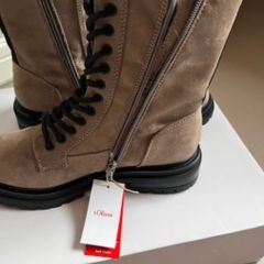 SOliver Taupe Biker Boots