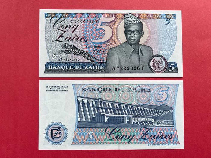 Zaire   5 Zaires  1985  Pick  26b.  ( Uncirculated )