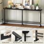 15 cm Slim Console Table, Height-Adjustable Behind Sofa Table, 180 cm Hallway Table, Narrow Long Sofa Table with Power Outlet, for Living Room, Hallway, Entryway, Black Image 7
