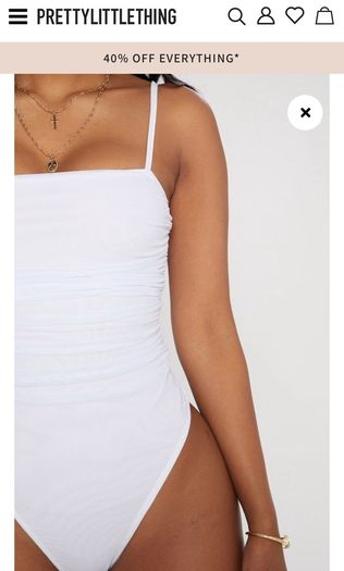White Ruched Bodysuit PrettyLittleThing PLT