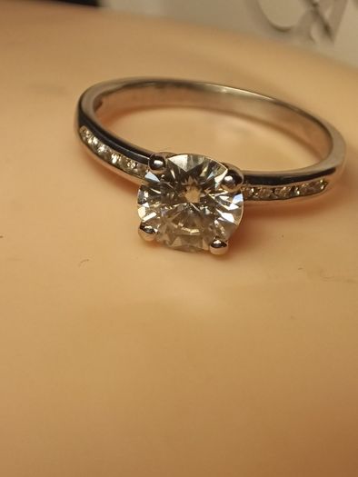 White Gold Moissanite Solitaire Ring with Accents