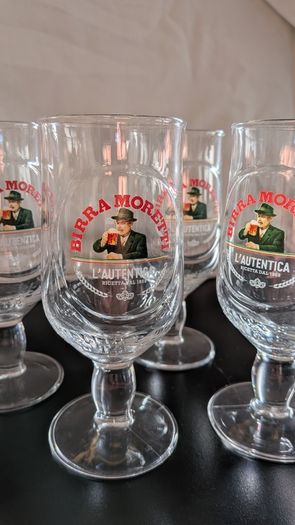 Birra Moretti Half Pint Glasses 268ml Stemmed Beer Pub Bar Glasses Sets Available