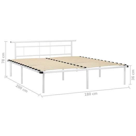 Bed Frame White Metal 180x200 cm