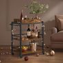Industrial Style Serving Trolley Kitchen Trolley with Removable Tray with Adjustable Feet and Wheels Kitchen Shelf Steel Frame 65 x 40 x 86 cm Brown Rustic Black Image 2
