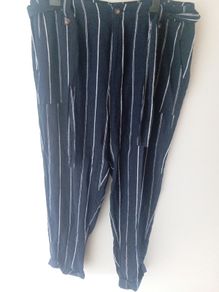 ladies trousers navy with a white pinstripe...new