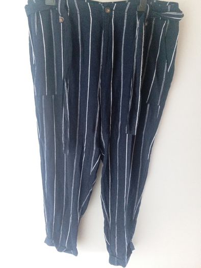 ladies trousers navy with a white pinstripe...new