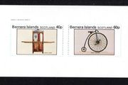 1982 Scotland Bernera Islands Transport (Cinderella Stamps) miniature sheet showing 40p Sedan chair and 60p Penny Farthing Bicycle Mint Never Hinged (MNH)