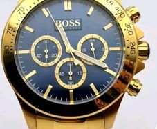 Hugo Boss 1513340  Ikon Steel Gold Chronograph Watch with Blue Dial BOXED