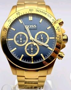 Hugo Boss 1513340  Ikon Steel Gold Chronograph Watch with Blue Dial BOXED