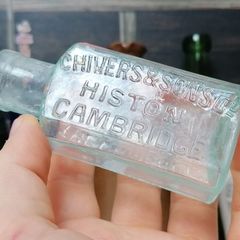 16 - Beautiful Antique Sea Glass Bottle Embossed The Cambridge Lemonade Chivers and Sons Ltd Histon