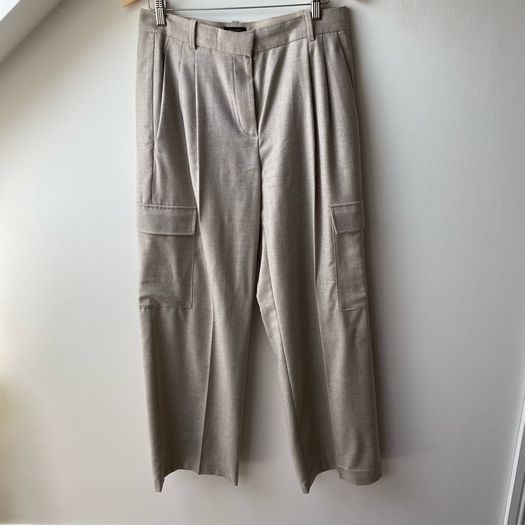 Massimo Dutti Wide Leg Wool Cargo Trousers