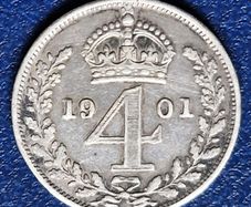 United Kingdom 4 Pence - Victoria 3rd portrait; Maundy issue Silver coin