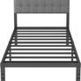 Single Bed Frame with Upholstered Headboard, 36 cm High, Heavy Image 3