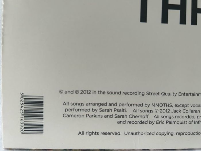 MMOTHS aka Jack Colleran Irish Electronic Vinyl EP1 Vinyl 2012 SQE107