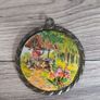 X3 vintage framed creative circle CrossStitch Embroided pictures wishing well, mill and fishing harbour Image 10