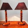 Pair of beautiful vintage wooden lamp Image 2