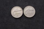 Vintage 1963 and 1965 Irish Florins (Two Shilling Coins) - Salmon Design