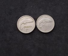 Vintage 1963 and 1965 Irish Florins (Two Shilling Coins) - Salmon Design