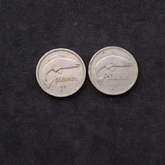 Vintage 1963 and 1965 Irish Florins (Two Shilling Coins) - Salmon Design