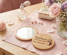 "Caffeine & Dry Shampoo" Bamboo Pocket Mirror