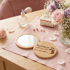 "Caffeine & Dry Shampoo" Bamboo Pocket Mirror