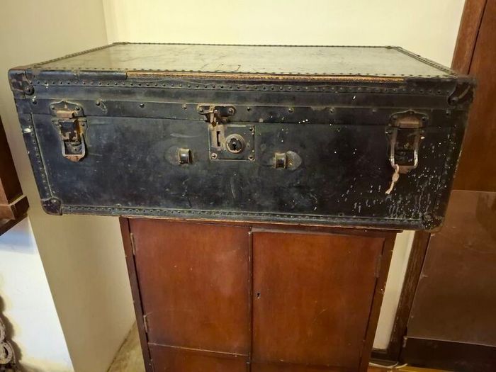 Victorian leather-covered trunk