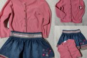 Rocha Little Rocha Denim Skirt And Pink Cardigan