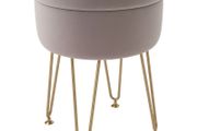 5L Velvet-Feel Storage Ottoman Light Pink