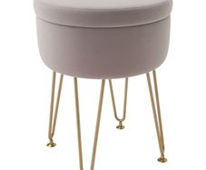 5L Velvet-Feel Storage Ottoman Light Pink