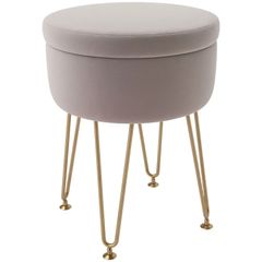 5L Velvet-Feel Storage Ottoman Light Pink