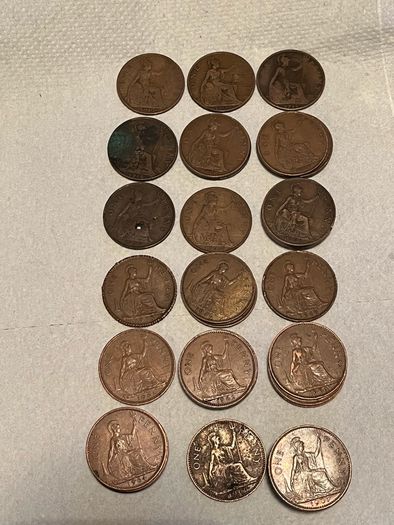 41 old English one penny coins 1903-1967