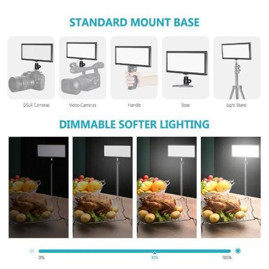 Neewer 144 pcs Dimmable Bi-color LED Video Light Kit with LCD Display