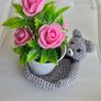 Handmade Crochet Teddy Tea Coaster / Trinket Holder Image 2