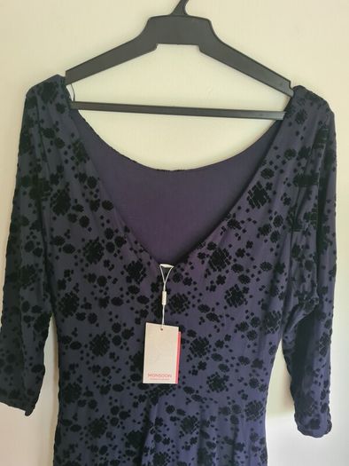 Monsoon half sleeve dress midi navy floral Size UK 14 EU 42  Brand new BNWT RRP 90euro