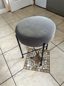 Grey Velvet Stool