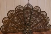 Vintage Art Deco Antique Brass Fan Fireplace Screen H23,5" x 39"
