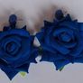 Realistic Navy Extravagant Rose with Raffia Woven Stud Earrings Image 3